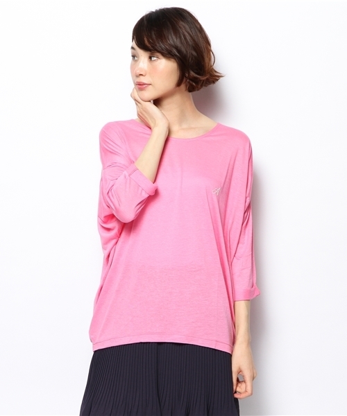AVIE（アビィ）の「ワンポイントドルマンTEE（Tシャツ/カットソー・レディース・オフホワイト/ブラック/ピンク・フリー）」の3枚目の写真