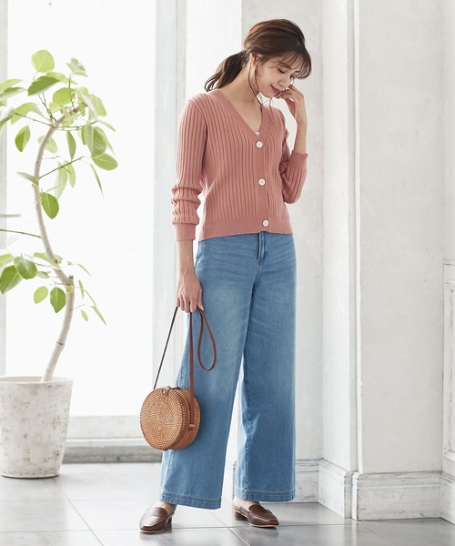 KOBE LETTUCE（コウベレタス）の「Ｖネックリブニットカーディガン（カーディガン/ボレロ・レディース・オレンジ系その他/ホワイト系その他/ネイビー・FREE）」の9枚目の写真