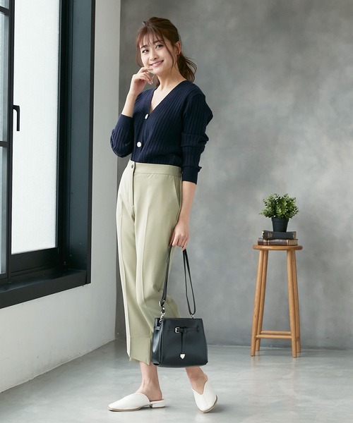 KOBE LETTUCE（コウベレタス）の「Ｖネックリブニットカーディガン（カーディガン/ボレロ・レディース・オレンジ系その他/ホワイト系その他/ネイビー・FREE）」の8枚目の写真