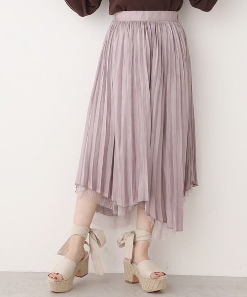 one after another NICE CLAUP（ワンアフターアナザーナイスクラップ）の「リバーシブルレースプリーツヘムスカート（スカート・レディース・ベージュ/パープル/グレー/アイボリー・FREE）」の4枚目の写真