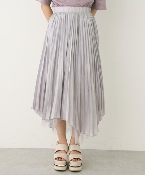one after another NICE CLAUP（ワンアフターアナザーナイスクラップ）の「リバーシブルレースプリーツヘムスカート（スカート・レディース・ベージュ/パープル/グレー/アイボリー・FREE）」の3枚目の写真