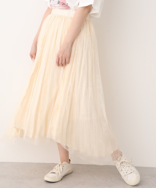 one after another NICE CLAUP（ワンアフターアナザーナイスクラップ）の「リバーシブルレースプリーツヘムスカート（スカート・レディース・ベージュ/パープル/グレー/アイボリー・FREE）」の2枚目の写真