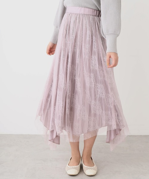 one after another NICE CLAUP（ワンアフターアナザーナイスクラップ）の「リバーシブルレースプリーツヘムスカート（スカート・レディース・ベージュ/パープル/グレー/アイボリー・FREE）」の5枚目の写真