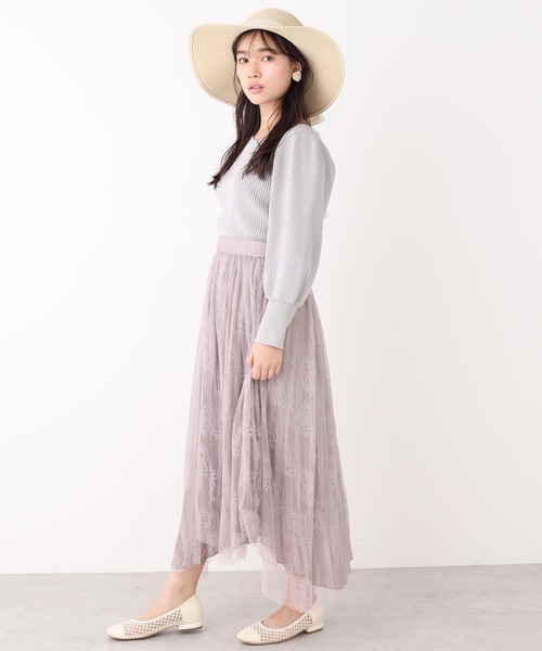 one after another NICE CLAUP（ワンアフターアナザーナイスクラップ）の「リバーシブルレースプリーツヘムスカート（スカート・レディース・ベージュ/パープル/グレー/アイボリー・FREE）」の6枚目の写真