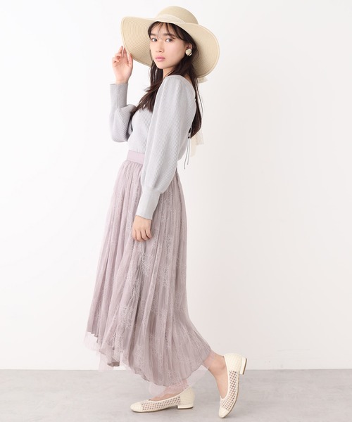 one after another NICE CLAUP（ワンアフターアナザーナイスクラップ）の「リバーシブルレースプリーツヘムスカート（スカート・レディース・ベージュ/パープル/グレー/アイボリー・FREE）」の8枚目の写真