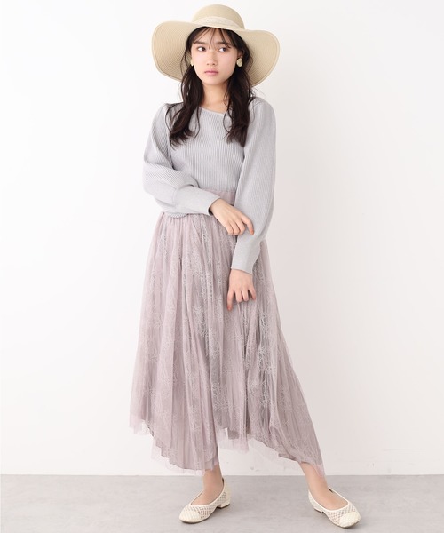 one after another NICE CLAUP（ワンアフターアナザーナイスクラップ）の「リバーシブルレースプリーツヘムスカート（スカート・レディース・ベージュ/パープル/グレー/アイボリー・FREE）」の9枚目の写真