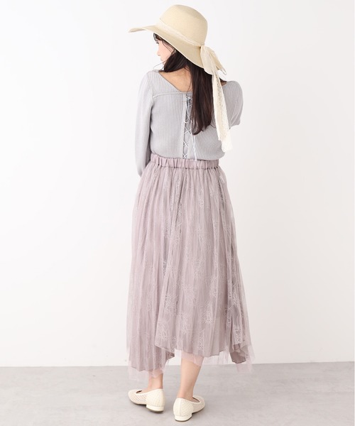 one after another NICE CLAUP（ワンアフターアナザーナイスクラップ）の「リバーシブルレースプリーツヘムスカート（スカート・レディース・ベージュ/パープル/グレー/アイボリー・FREE）」の10枚目の写真