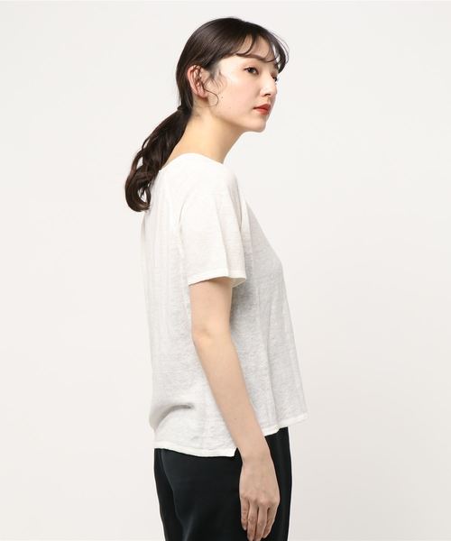 SAISON DE PAPILLON(セゾンドパピヨン)の「【リネン100%】薄手カットソー(Tシャツ/カットソー・レディース・ホワイト/ベージュ/ミント/ブラック・L/M)」の13枚目の写真