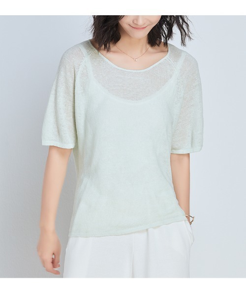 SAISON DE PAPILLON(セゾンドパピヨン)の「【リネン100%】薄手カットソー(Tシャツ/カットソー・レディース・ホワイト/ベージュ/ミント/ブラック・L/M)」の9枚目の写真