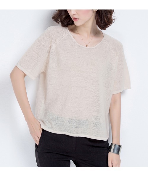 SAISON DE PAPILLON(セゾンドパピヨン)の「【リネン100%】薄手カットソー(Tシャツ/カットソー・レディース・ホワイト/ベージュ/ミント/ブラック・L/M)」の7枚目の写真
