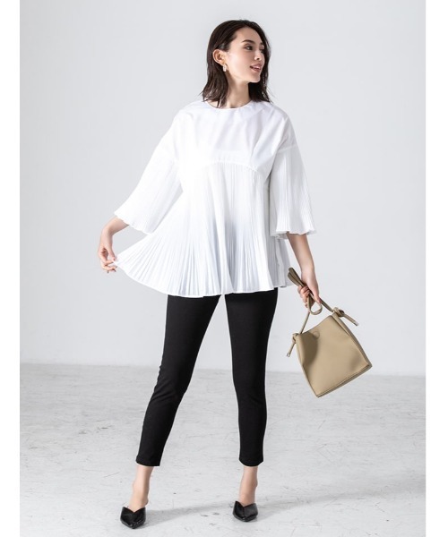 fifth（フィフス）の「プリーツデザインボリュームスリーブブラウス（シャツ/ブラウス・レディース・ホワイト/ベージュ・MEDIUM）」の7枚目の写真