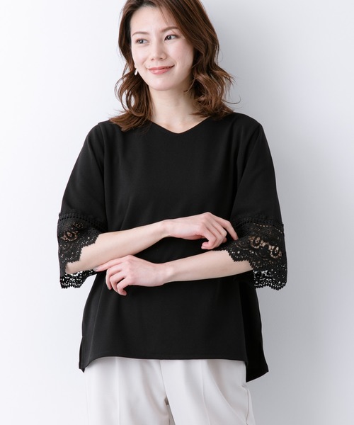 LEPSIM(レプシィム)の「【機能素材アイテム】ソデレース5S20SS 874184(Tシャツ/カットソー・レディース・ホワイト/ブラック/パープル/ライトベージュ・MEDIUM/LARGE)」の3枚目の写真
