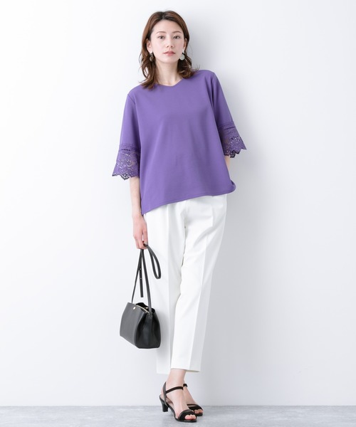 LEPSIM(レプシィム)の「【機能素材アイテム】ソデレース5S20SS 874184(Tシャツ/カットソー・レディース・ホワイト/ブラック/パープル/ライトベージュ・MEDIUM/LARGE)」の9枚目の写真