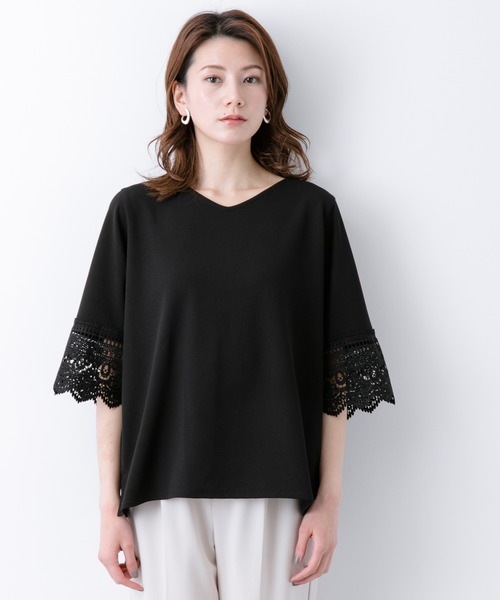LEPSIM(レプシィム)の「【機能素材アイテム】ソデレース5S20SS 874184(Tシャツ/カットソー・レディース・ホワイト/ブラック/パープル/ライトベージュ・MEDIUM/LARGE)」の10枚目の写真