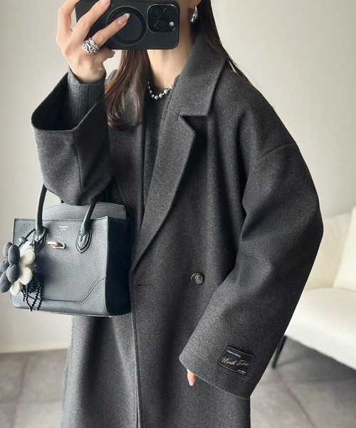 セール】さっと、羽織るだけで高級感。フェイクウールダブル