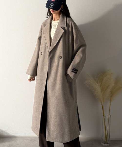 セール】さっと、羽織るだけで高級感。フェイクウールダブルテーラード