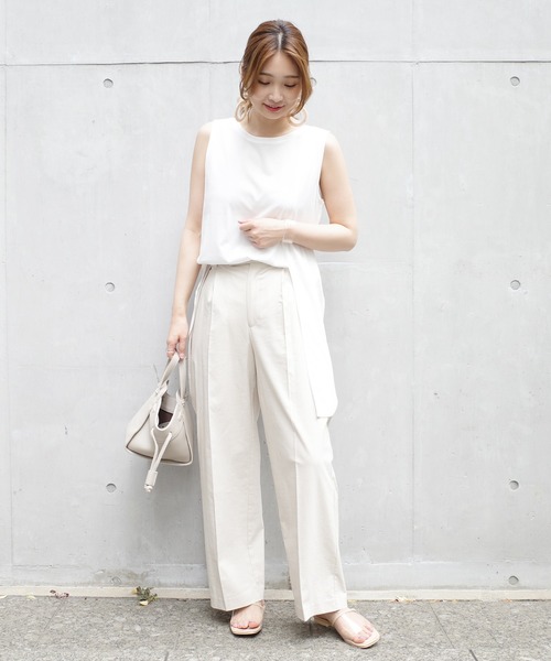 DouDou(ドゥドゥ)の「タックワイドパンツ(その他パンツ・レディース・ホワイト系その他/ブルー・38/36)」の4枚目の写真
