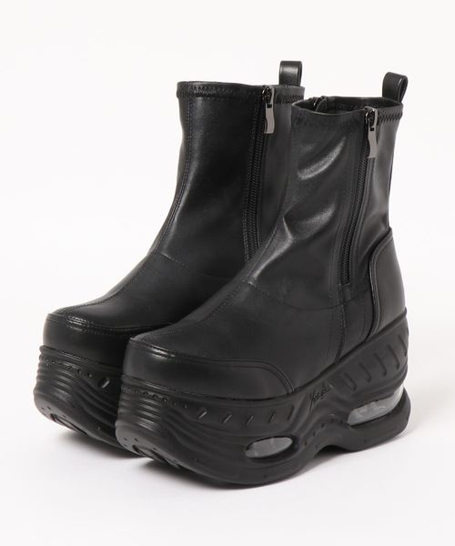 YOSUKE（ヨースケ）の「「YOSUKE/ヨースケ」厚底ストレッチハイカットスニーカー（スニーカー・レディース・ブラック/レオパード/ブラック×パープル・23/24/25/22.5/24.5/23.5）」の2枚目の写真