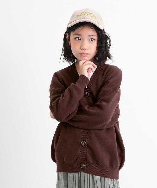 devirock（デビロック）の「コットン混リラックスカーディガン（カーディガン/ボレロ・キッズ・ライトブラウン/ベージュ/ブラック/ブルー系その他/ピンク系その他/ダークブラウン・110cm/120cm/130cm/140cm/150cm/100cm/160cm）」の3枚目の写真