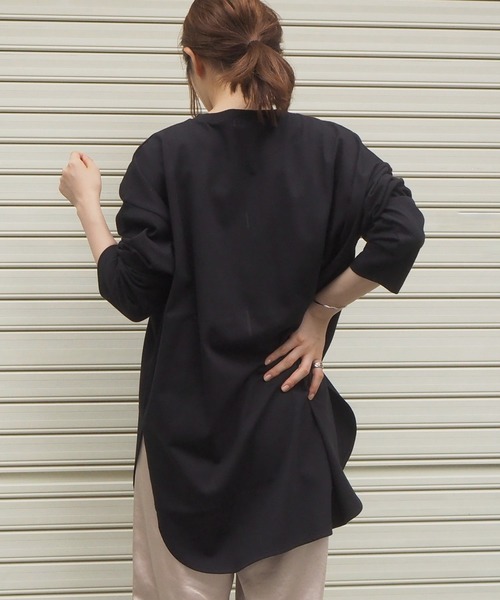 tiptop（ティップトップ）の「クルーネックラウンドヘムBIGロンT（Tシャツ/カットソー・レディース・ブラック/オフホワイト/A/ライトベージュ/ブルー/グリーン/スミクロ・FREE）」の12枚目の写真