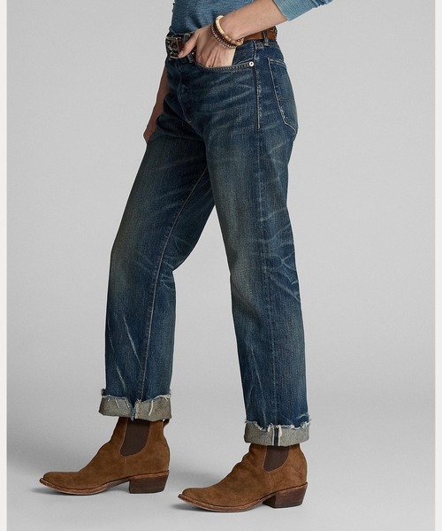 RRL(ダブル アール エル)の「ボーイ フィット ストレートジーンズ(デニムパンツ・レディース・ブルー・24/25/26/27/28/29)」の6枚目の写真