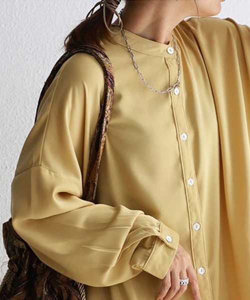 とろみ素材シャツワンピース（ワンピース）｜antiqua（アンティカ）の