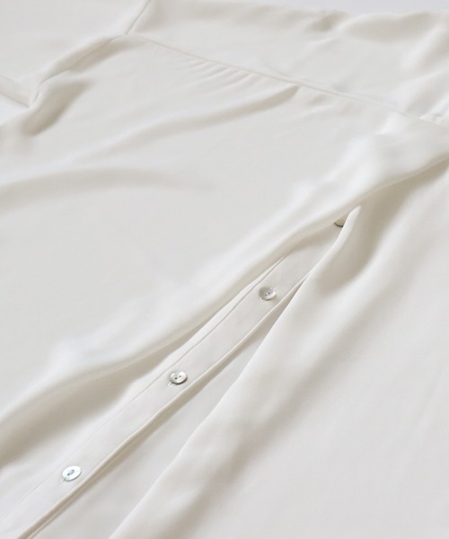 antiqua（アンティカ）の「とろみ素材シャツワンピース（ワンピース・レディース・オフホワイト/ブラック/ブルー系その他/スモークピンク/エンジ/パープル系その他/イエロー・FREE）」の11枚目の写真