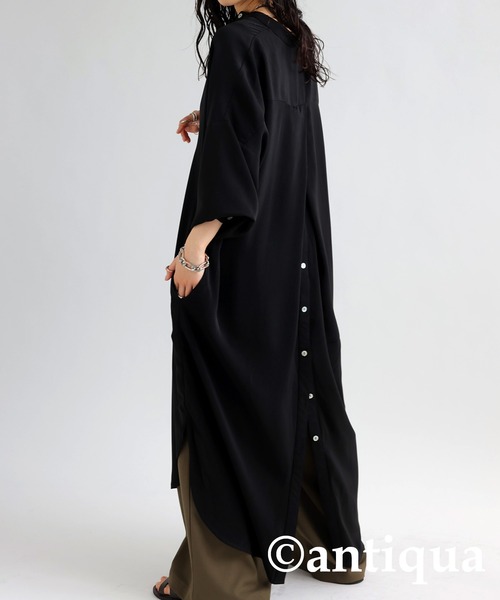 antiqua（アンティカ）の「とろみ素材シャツワンピース（ワンピース・レディース・オフホワイト/ブラック/ブルー系その他/スモークピンク/エンジ/パープル系その他/イエロー・FREE）」の17枚目の写真