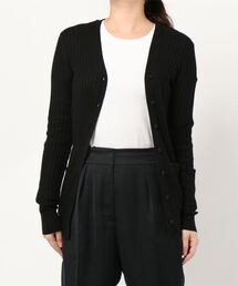 VINCE ウール カシミヤ ニット ロング カーディガン レザー ブラック 