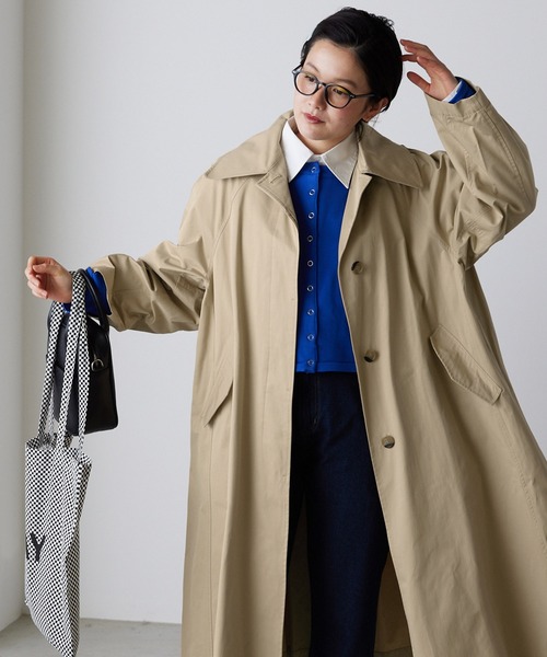 forksy.（フォルクシー）の「【forksy.】ビックカラーデザインボリュームスリーブステンカラーコート（ステンカラーコート・レディース・ベージュ/アイボリー/グリーン系その他・FREE）」の8枚目の写真