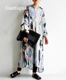 アート柄シャツワンピース