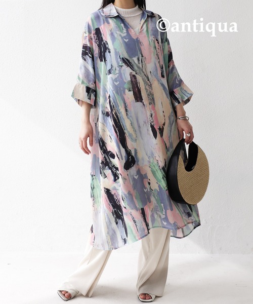 antiqua(アンティカ)の「アート柄シャツワンピース(ワンピース・レディース・その他・FREE)」の15枚目の写真