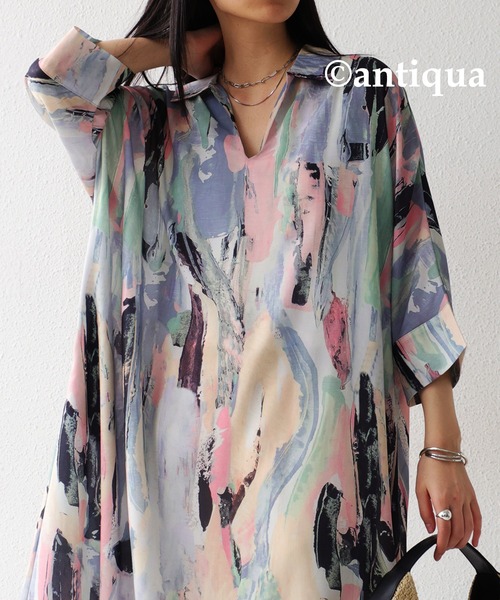 antiqua(アンティカ)の「アート柄シャツワンピース(ワンピース・レディース・その他・FREE)」の13枚目の写真