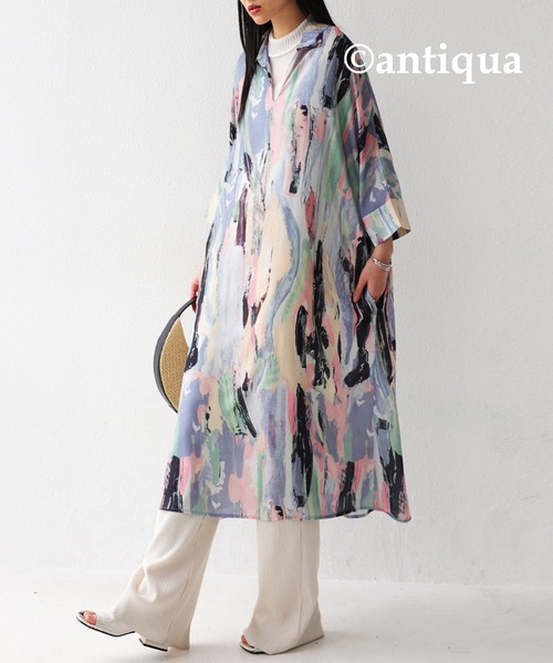 antiqua(アンティカ)の「アート柄シャツワンピース(ワンピース・レディース・その他・FREE)」の9枚目の写真