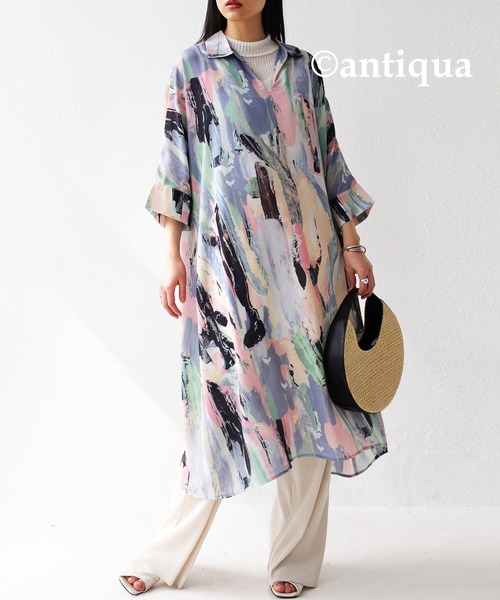 antiqua(アンティカ)の「アート柄シャツワンピース(ワンピース・レディース・その他・FREE)」の8枚目の写真