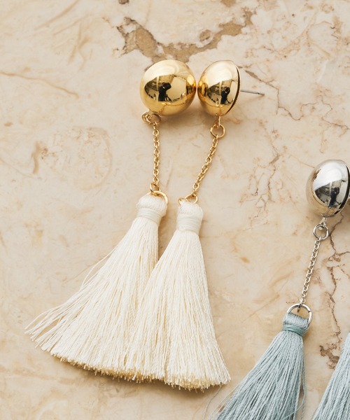 Chico（チコ）の「ロングタッセルピアス（ピアス（両耳用）・レディース・アイボリー/ブラック/ミント・FREE）」の13枚目の写真