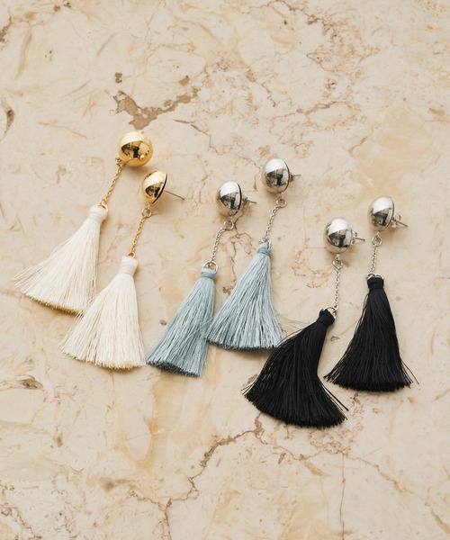 Chico（チコ）の「ロングタッセルピアス（ピアス（両耳用）・レディース・アイボリー/ブラック/ミント・FREE）」の8枚目の写真