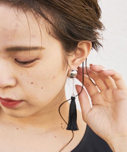 Chico（チコ）の「ロングタッセルピアス（ピアス（両耳用）・レディース・アイボリー/ブラック/ミント・FREE）」の12枚目の写真