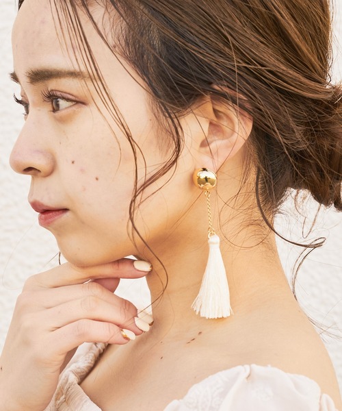 Chico（チコ）の「ロングタッセルピアス（ピアス（両耳用）・レディース・アイボリー/ブラック/ミント・FREE）」の6枚目の写真