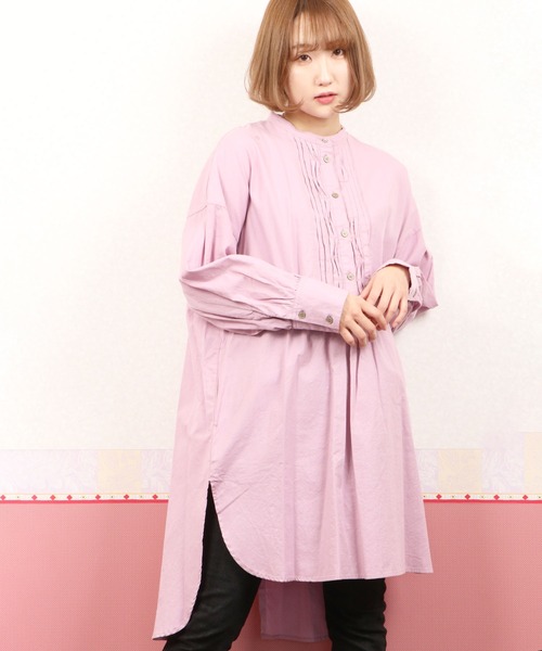 nougatine(ヌガティーヌ)の「【nougatine】綿100ウェービーピンタックバックシャンシャツワンピース(シャツワンピース・レディース・ラベンダー/ホワイト/グレイッシュベージュ・FREE)」の3枚目の写真