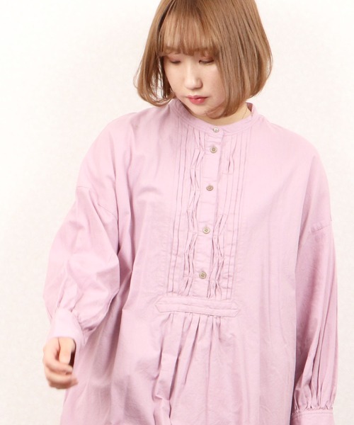 nougatine(ヌガティーヌ)の「【nougatine】綿100ウェービーピンタックバックシャンシャツワンピース(シャツワンピース・レディース・ラベンダー/ホワイト/グレイッシュベージュ・FREE)」の5枚目の写真