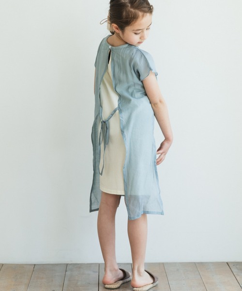 pairmanon（ペアマノン）の「シアードッキングレイヤード バックスリットワンピース（ワンピース・キッズ・ラベンダー/グレイッシュベージュ/モカ/ブルー系その他3・130/140/150/110/120/100/90）」の6枚目の写真