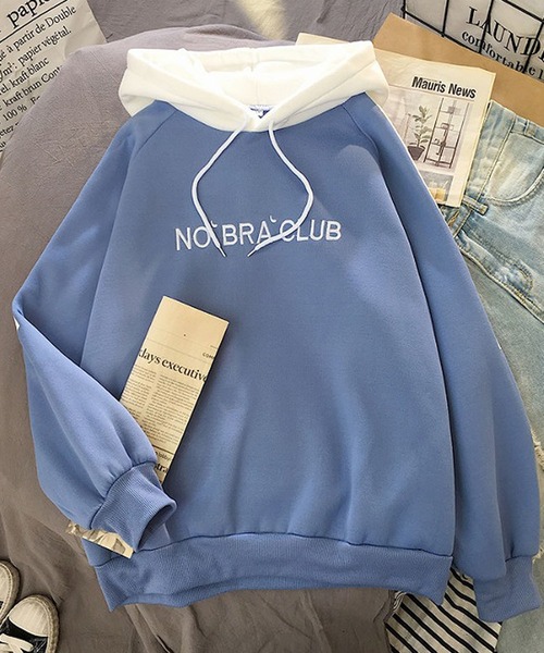 Girly Doll（ガーリードール）の「バイカラーパーカ（パーカー・レディース・ブラック/ブルー/オレンジ・M/L/XL/XXL）」の3枚目の写真