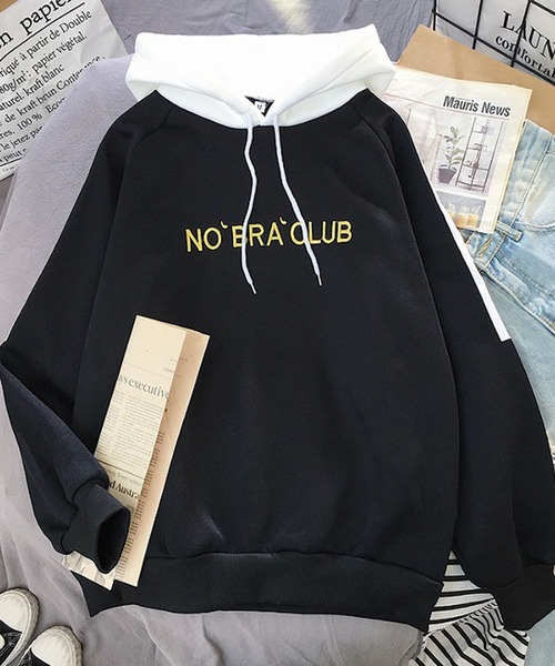 Girly Doll（ガーリードール）の「バイカラーパーカ（パーカー・レディース・ブラック/ブルー/オレンジ・M/L/XL/XXL）」の2枚目の写真