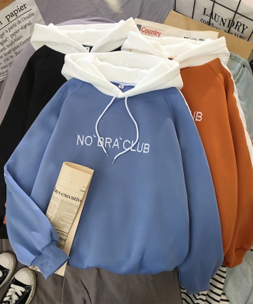 Girly Doll（ガーリードール）の「バイカラーパーカ（パーカー・レディース・ブラック/ブルー/オレンジ・M/L/XL/XXL）」の4枚目の写真