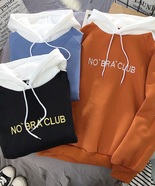 Girly Doll（ガーリードール）の「バイカラーパーカ（パーカー・レディース・ブラック/ブルー/オレンジ・M/L/XL/XXL）」の9枚目の写真