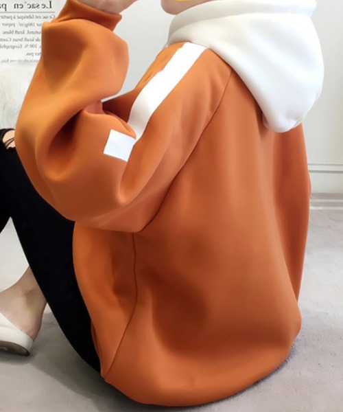 Girly Doll（ガーリードール）の「バイカラーパーカ（パーカー・レディース・ブラック/ブルー/オレンジ・M/L/XL/XXL）」の13枚目の写真