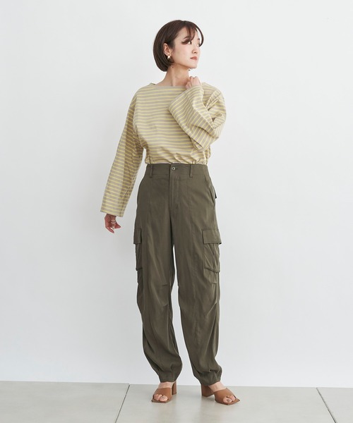 DouDou（ドゥドゥ）の「ボーダーチュニックT（Tシャツ/カットソー・レディース・オフホワイト/イエロー・FREE）」の3枚目の写真