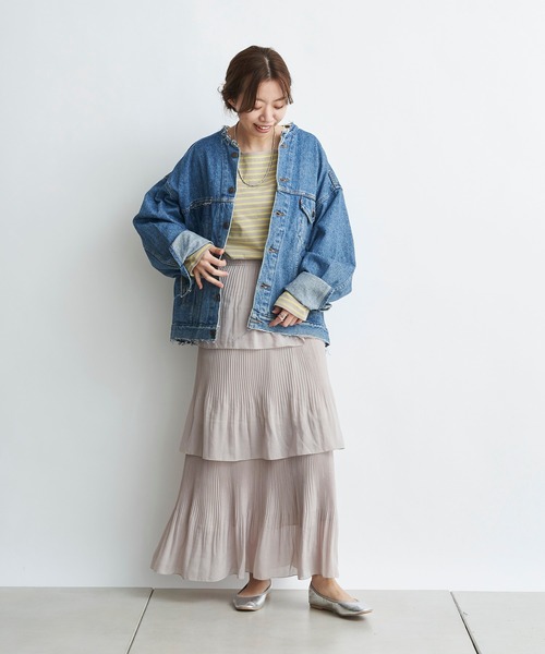 DouDou（ドゥドゥ）の「ボーダーチュニックT（Tシャツ/カットソー・レディース・オフホワイト/イエロー・FREE）」の5枚目の写真