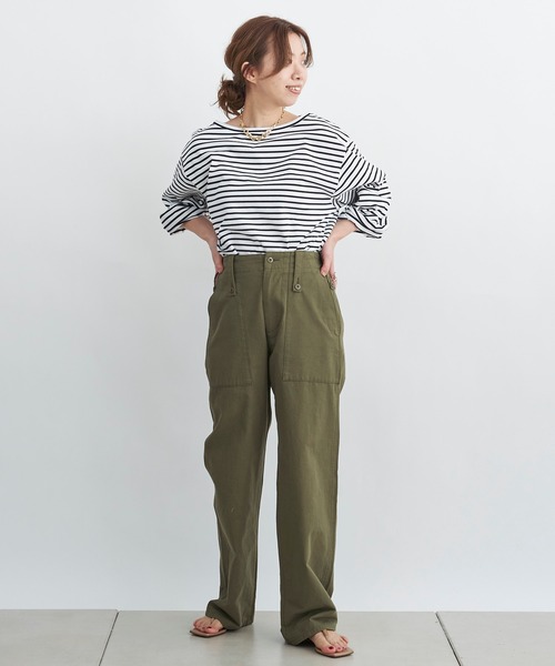 DouDou（ドゥドゥ）の「ボーダーチュニックT（Tシャツ/カットソー・レディース・オフホワイト/イエロー・FREE）」の12枚目の写真